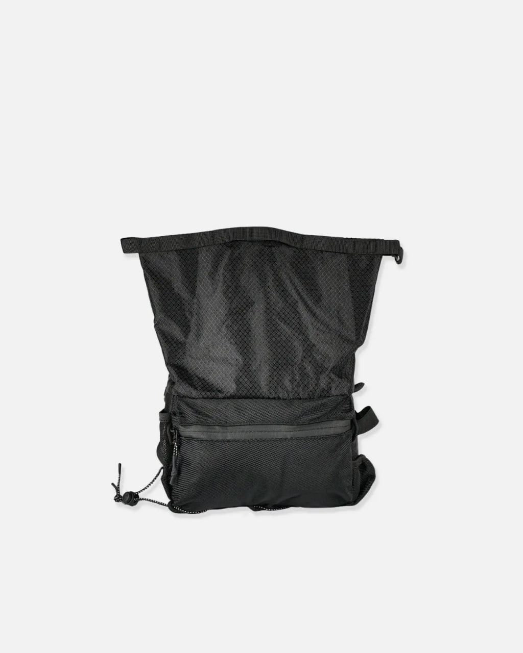 Packed bouldering gym bag — CRACX Ascend roll-top chalk bucket in black