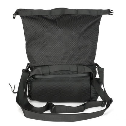 CRACX Ascend chalk bucket seen from behind with the waist belt and shoulder strap both extended